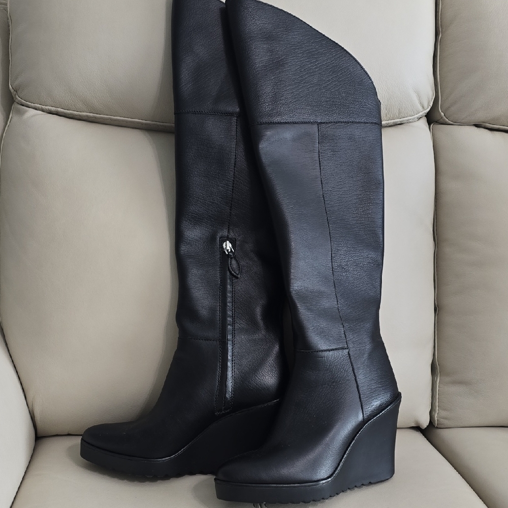 Rebecca Minkoff Black Over-the-Knee Wedge Boots